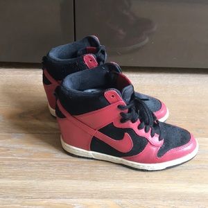 Nike Sky Hi Dunks in Black & Red US 7 EU 38